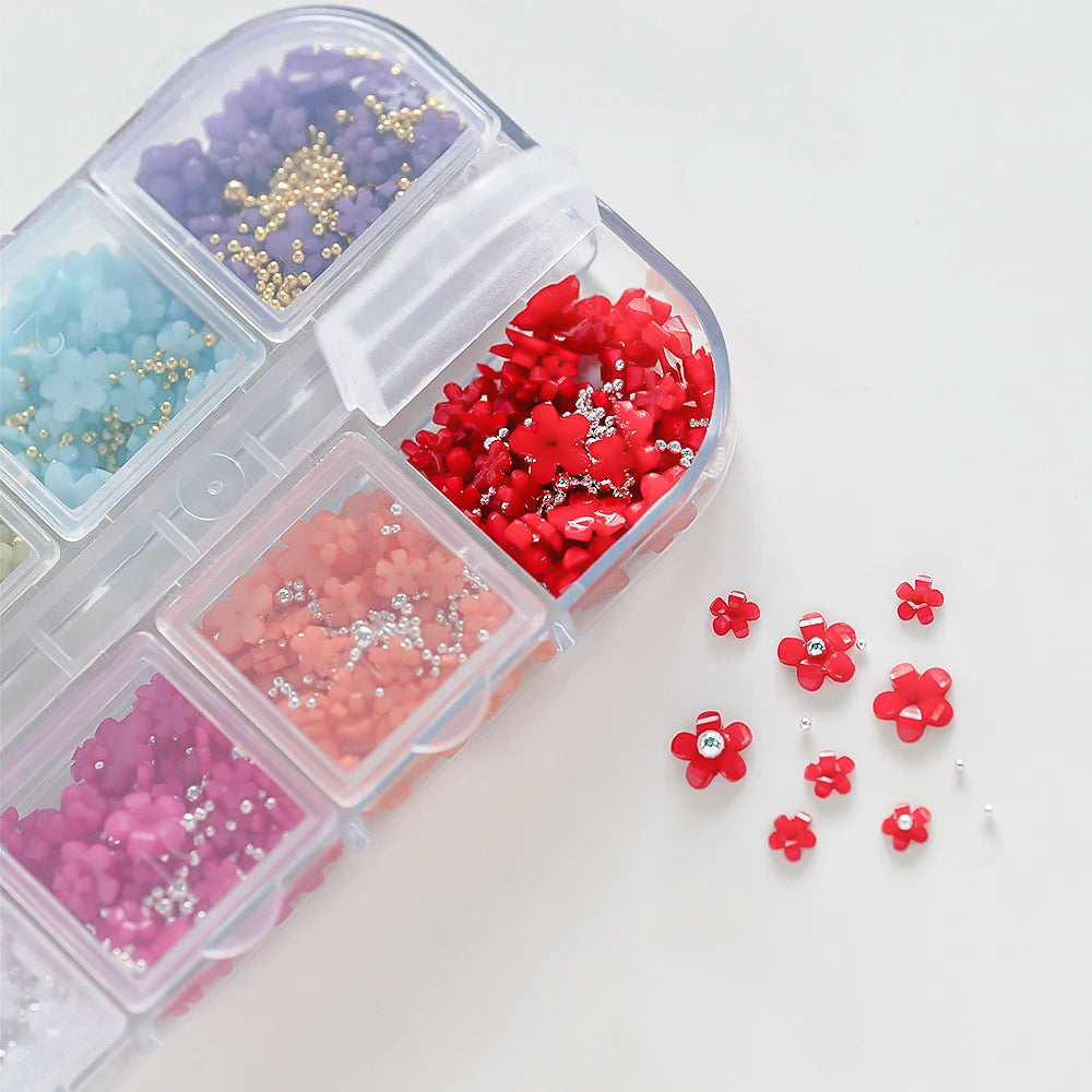 3d Flower/Nail Charms/ 12 Colors