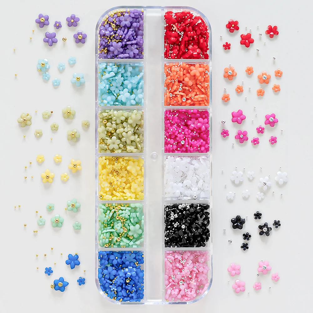 3d Flower/Nail Charms/ 12 Colors