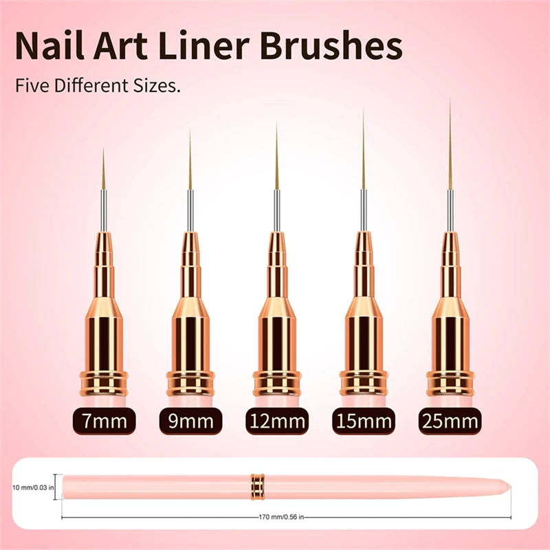 5 Pieces Set, Liner Brush for Nail Art