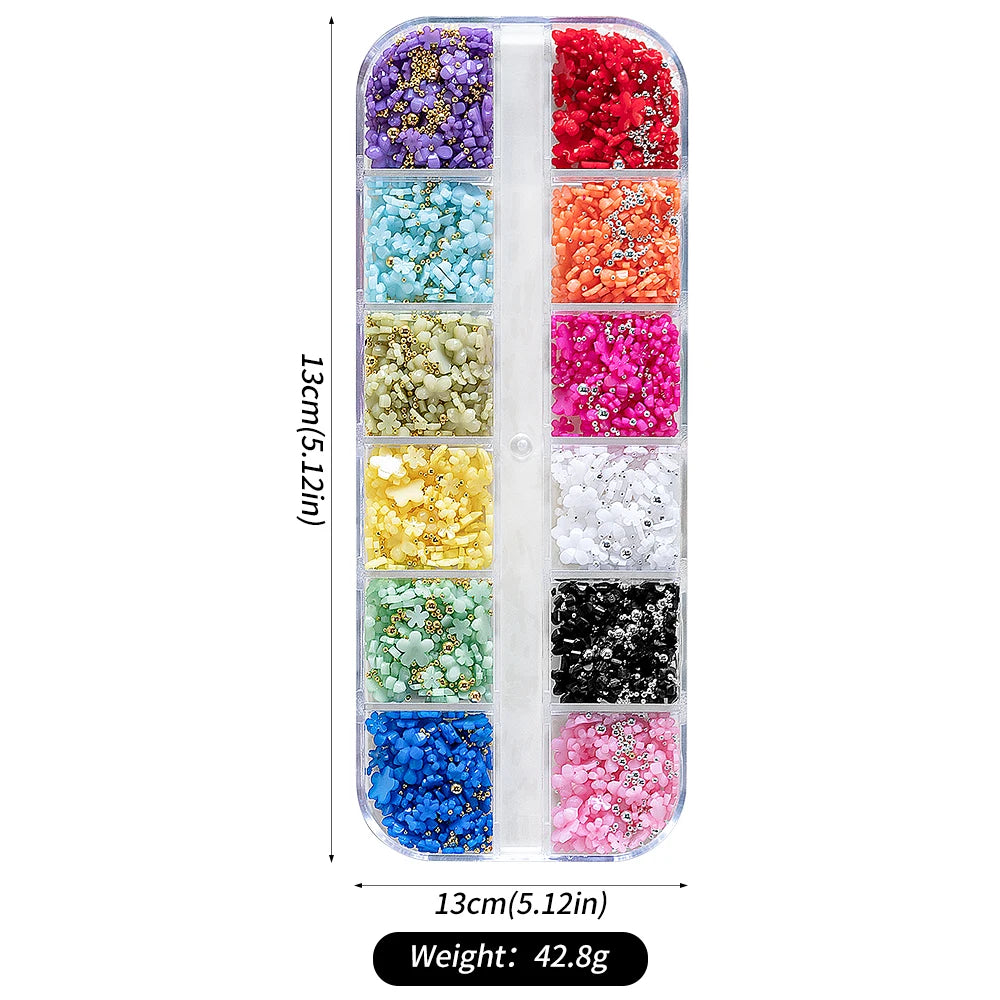 3d Flower/Nail Charms/ 12 Colors