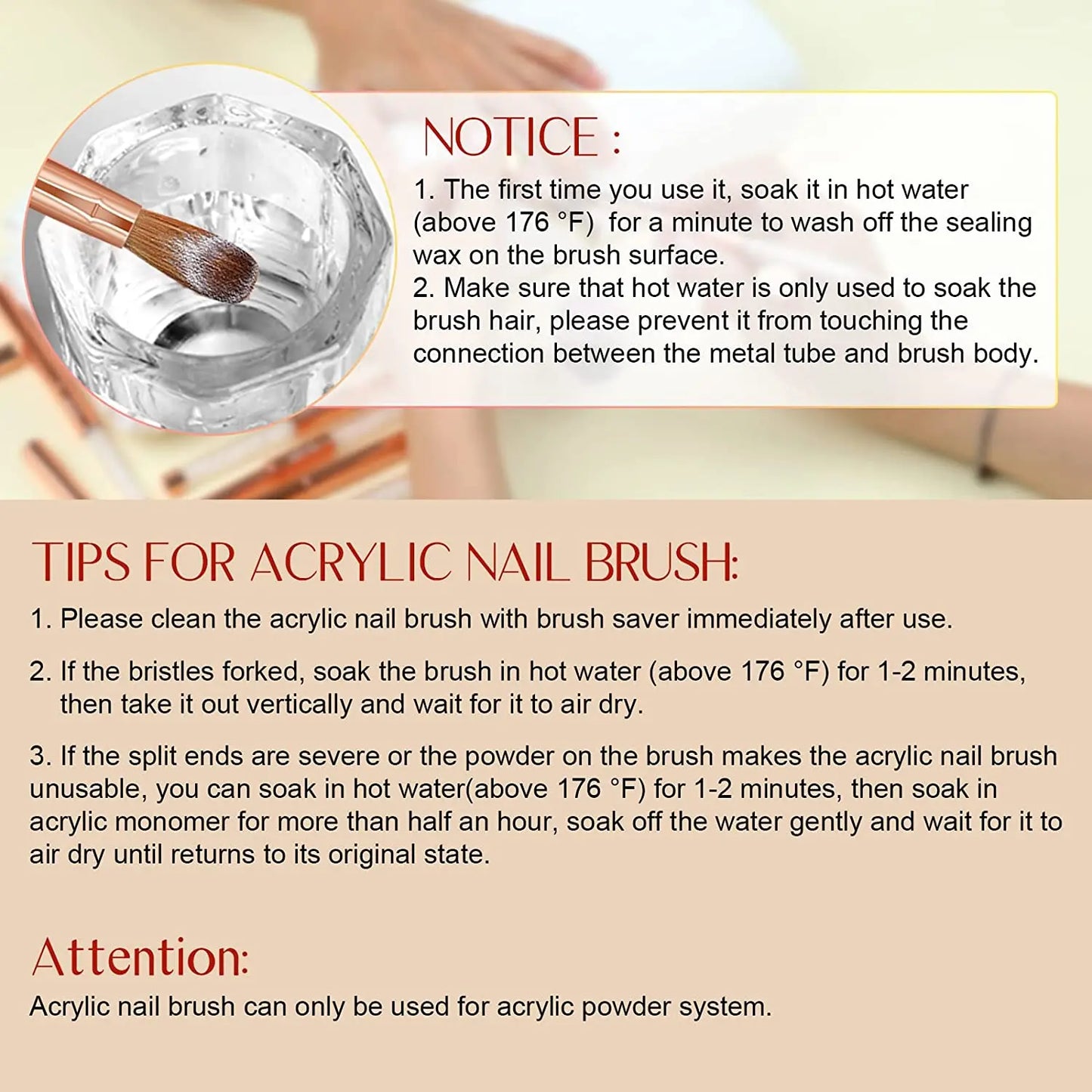 3pcs Acrylic Nail Brush