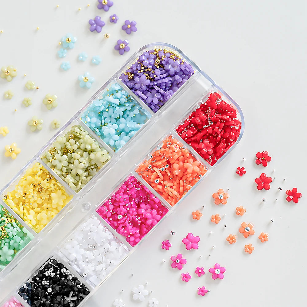 3d Flower/Nail Charms/ 12 Colors