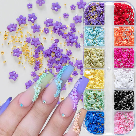 3d Flower/Nail Charms/ 12 Colors