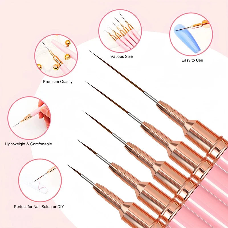 5 Pieces Set, Liner Brush for Nail Art